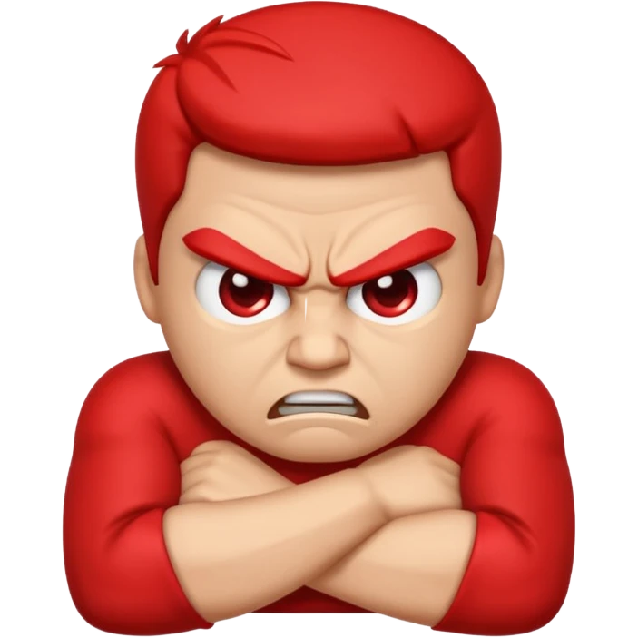 an angry face emoji crossing its arms in anger emoji