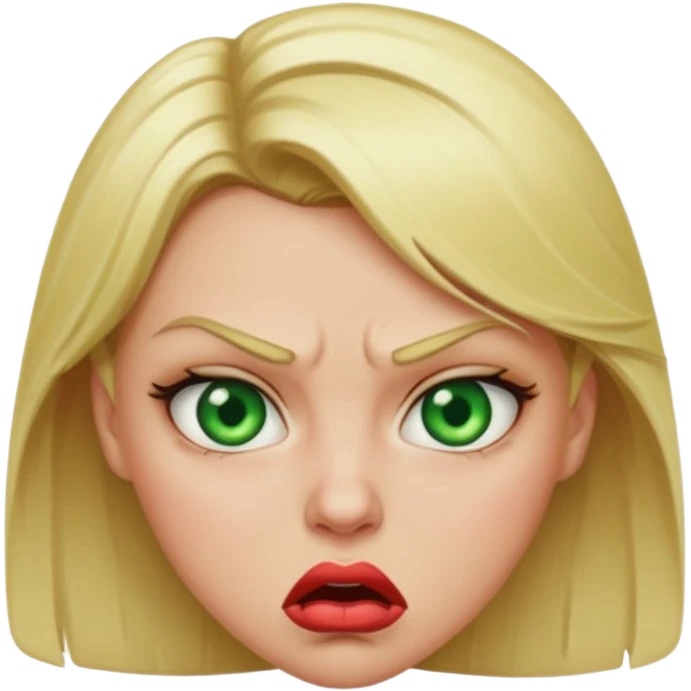 Make a blonde angry girl with big lips emoji