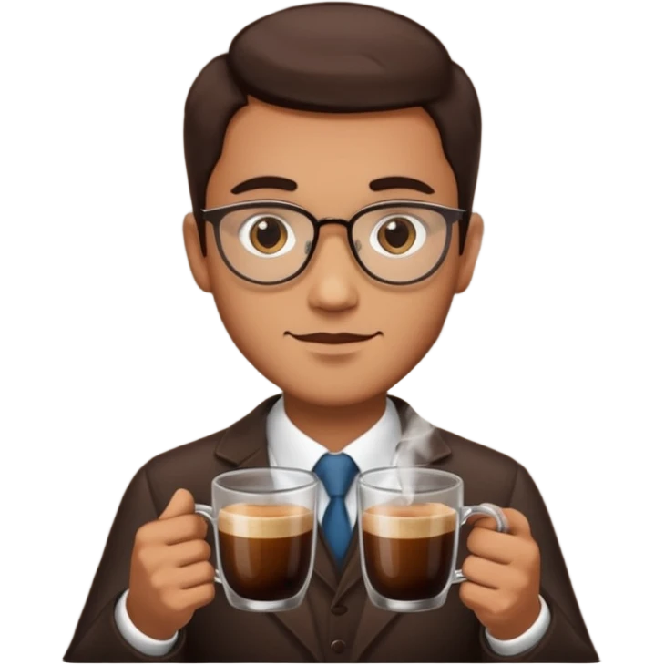 a man with two glasses of coffee emoji