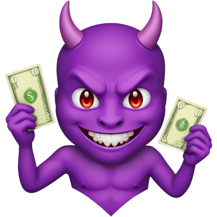 purple devil emoji with money emoji