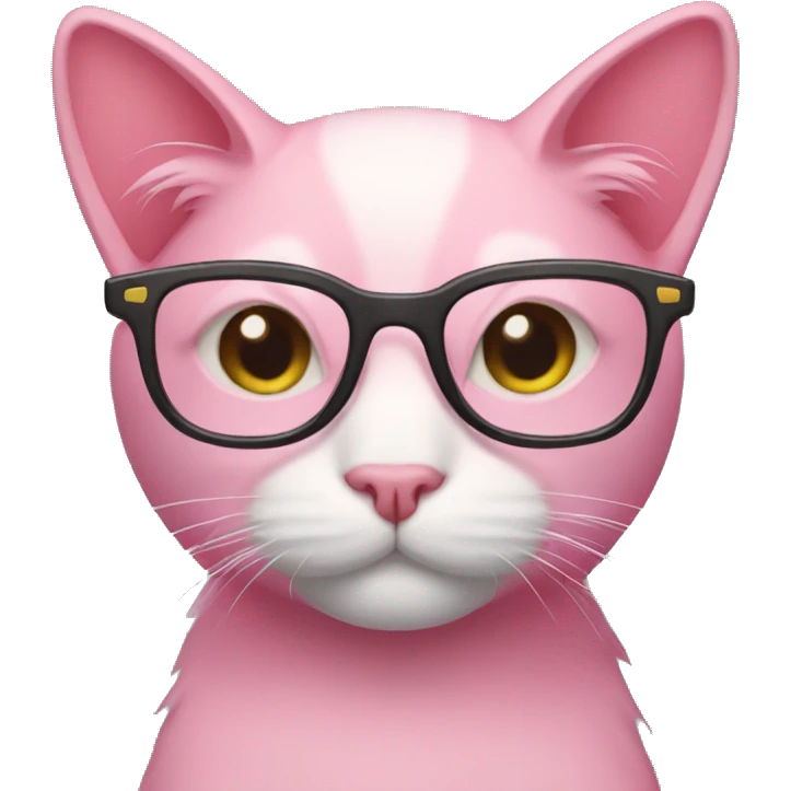 pink cat in glasses emoji