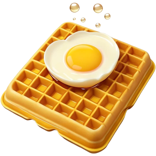 3D rendered hyper-realistic Hong Kong egg waffle with golden brown bubbles, vibrant yellow color, candy-like glossy texture, detailed crispy exterior, soft lighting, fun playful presentation emoji