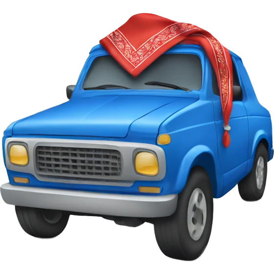 Car wearing blue bandana emoji