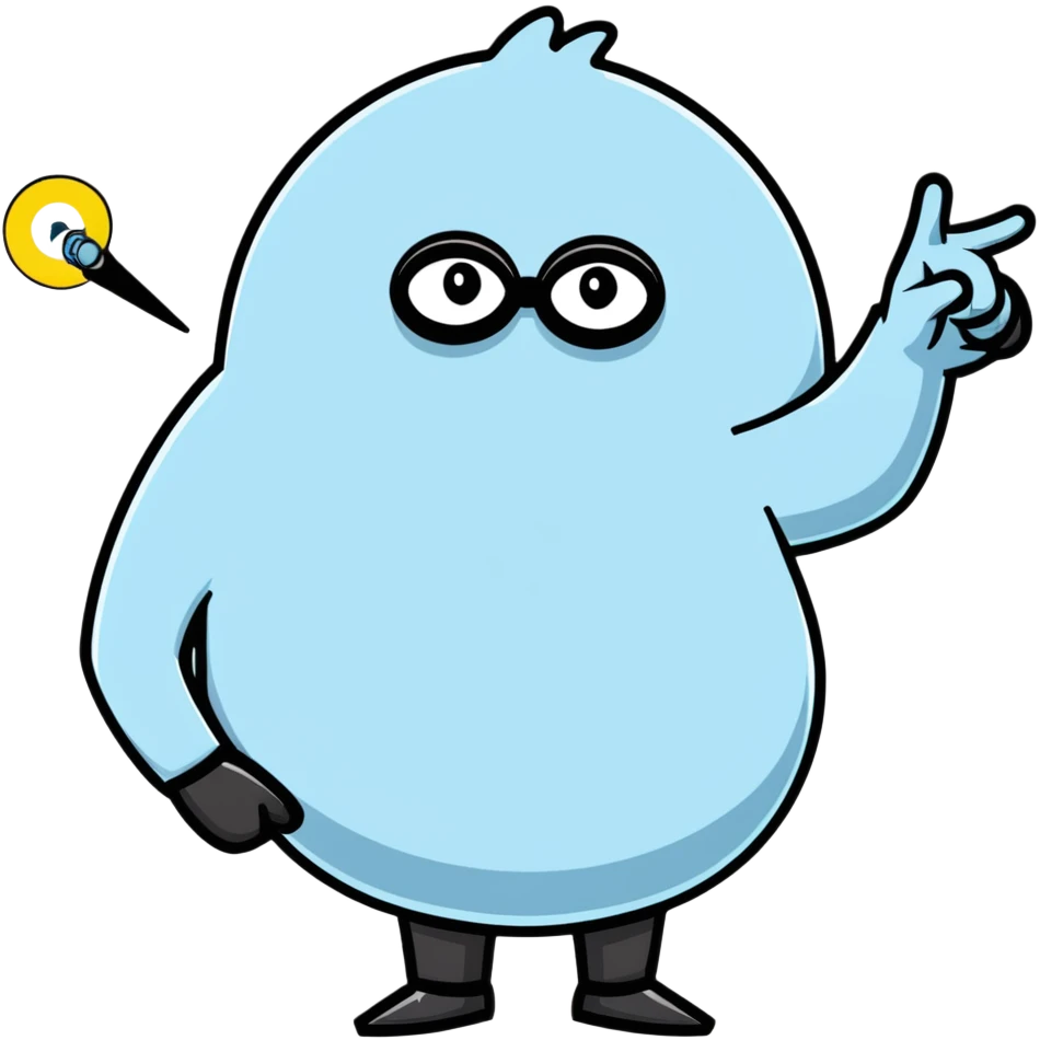 Gru from Despicable Me pointing a freeze ray emoji