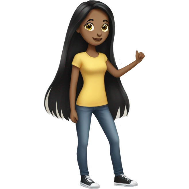 brunette girl long black hair shopping emoji
