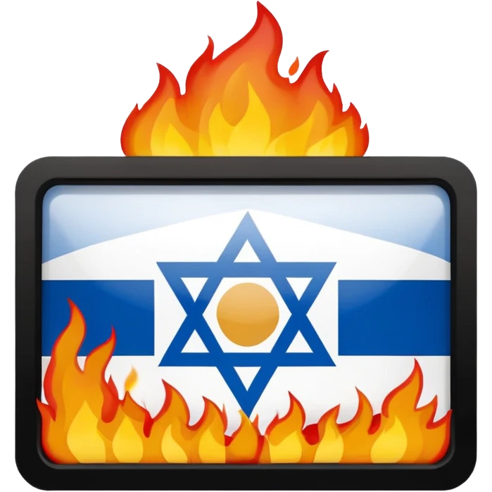 اسرائیل درحال آتیش گرفتن پرچم emoji