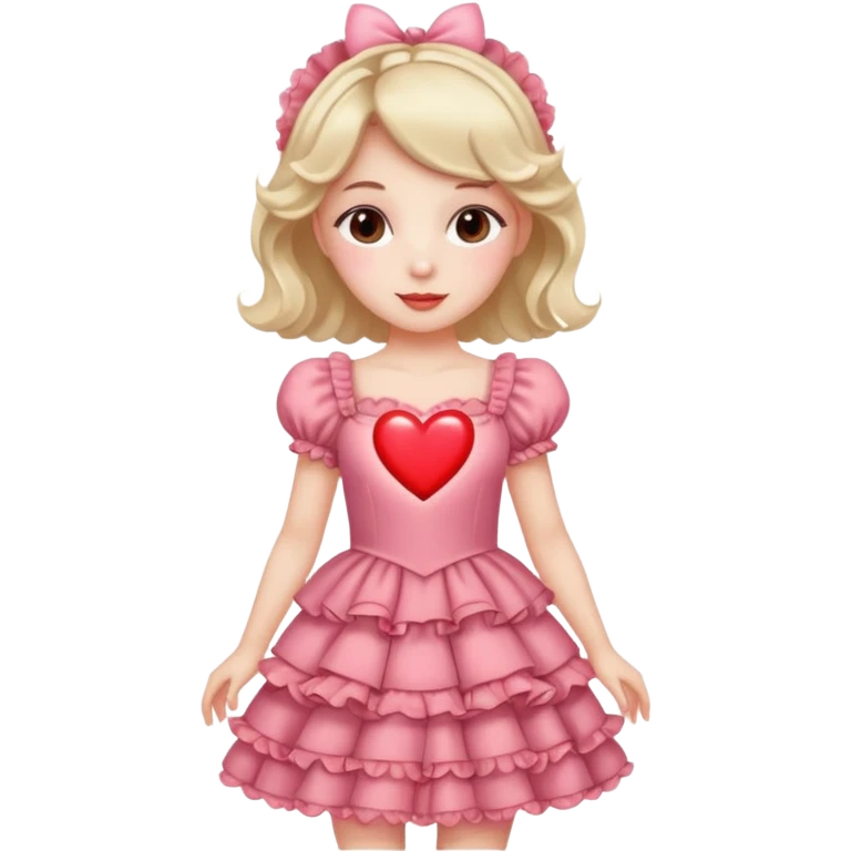 coquette girl, rosy cheeks, heart accessories, frilly dress emoji