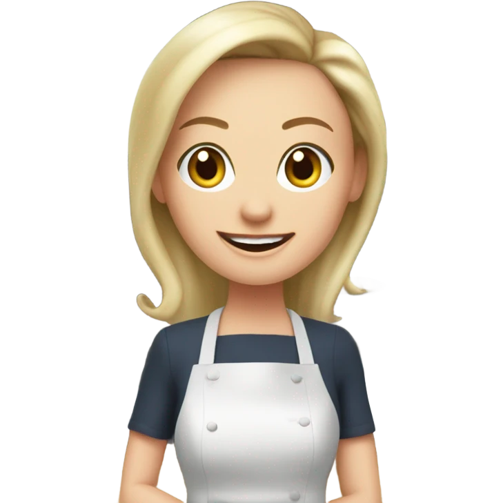 White woman in a birthday dress cooking while teaching a graduate class on her birthday emoji