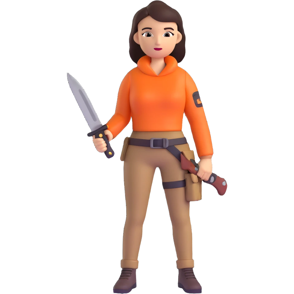 Outdoorsy woman with a survival knife emoji