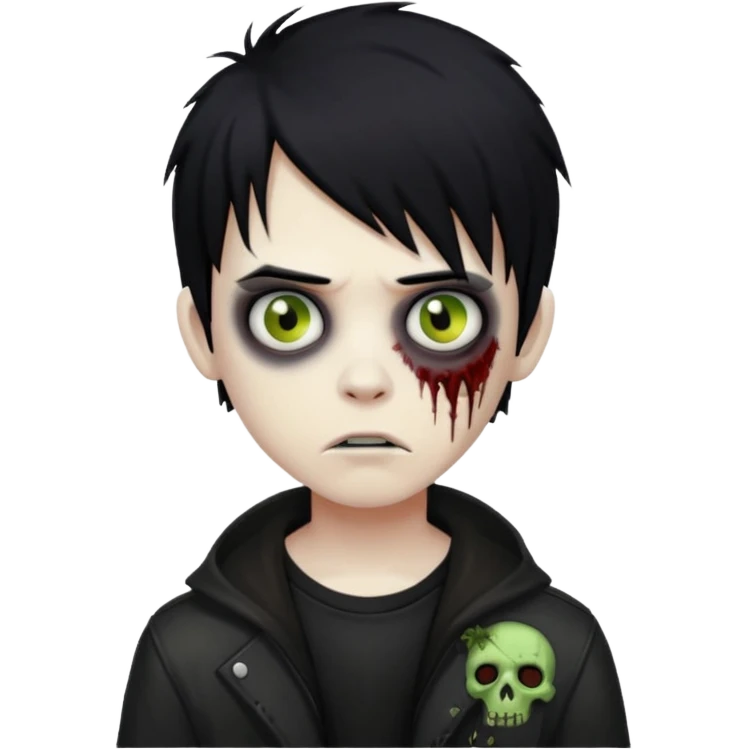 boy zombie with black hair emo emoji