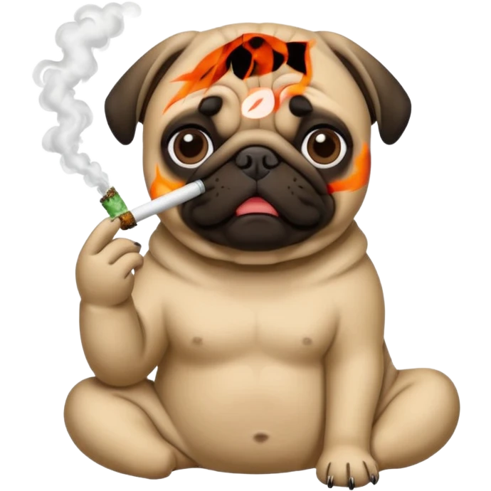 Pug smoking weed emoji