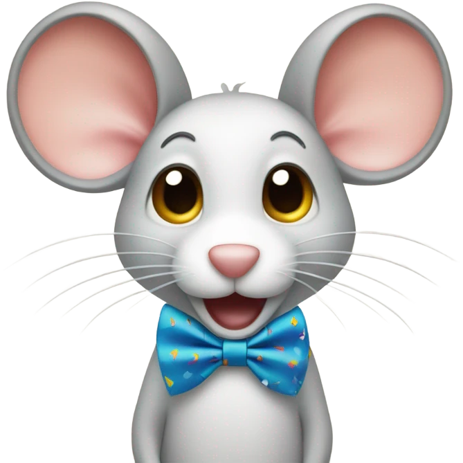 Mouse with a bow tie tapping his tail emoji