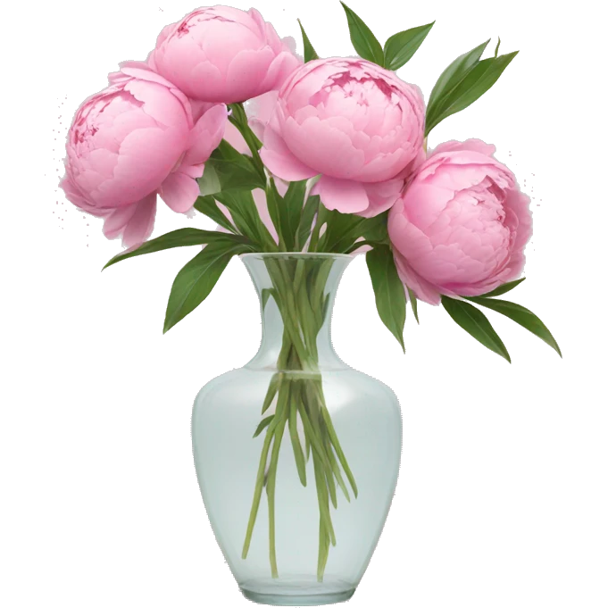 Peonies in a clear pink vase emoji