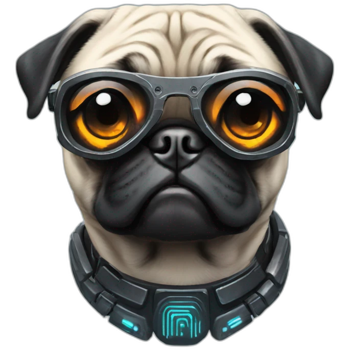 A pug in cyberpunk space emoji