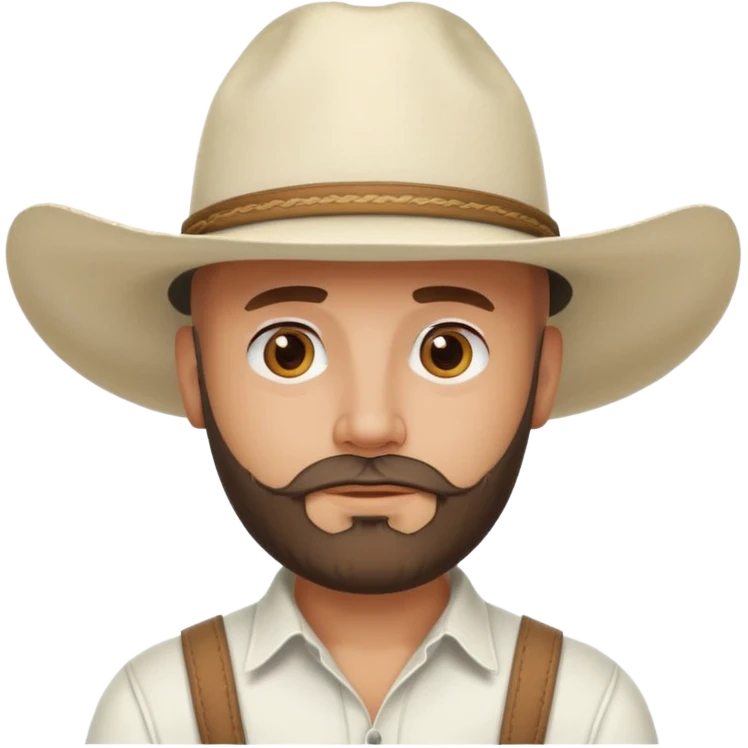 bald man with beard wearing white cowboy hat emoji