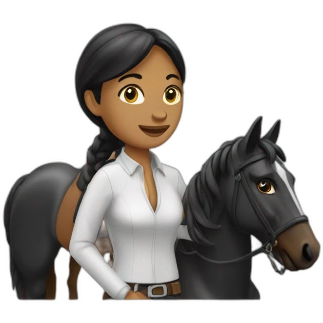 Eva avec son cheval noir emoji