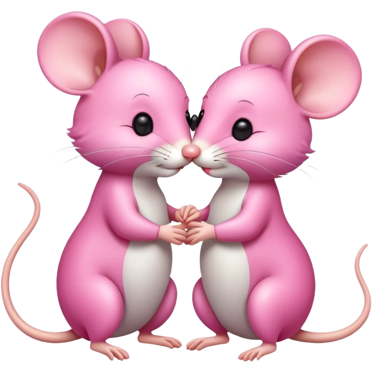 Two cute mice kissing emoji