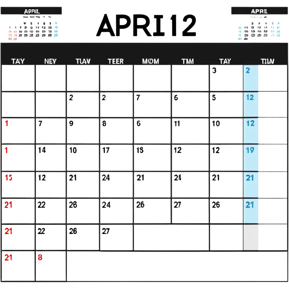 April 2025 calendar page emoji