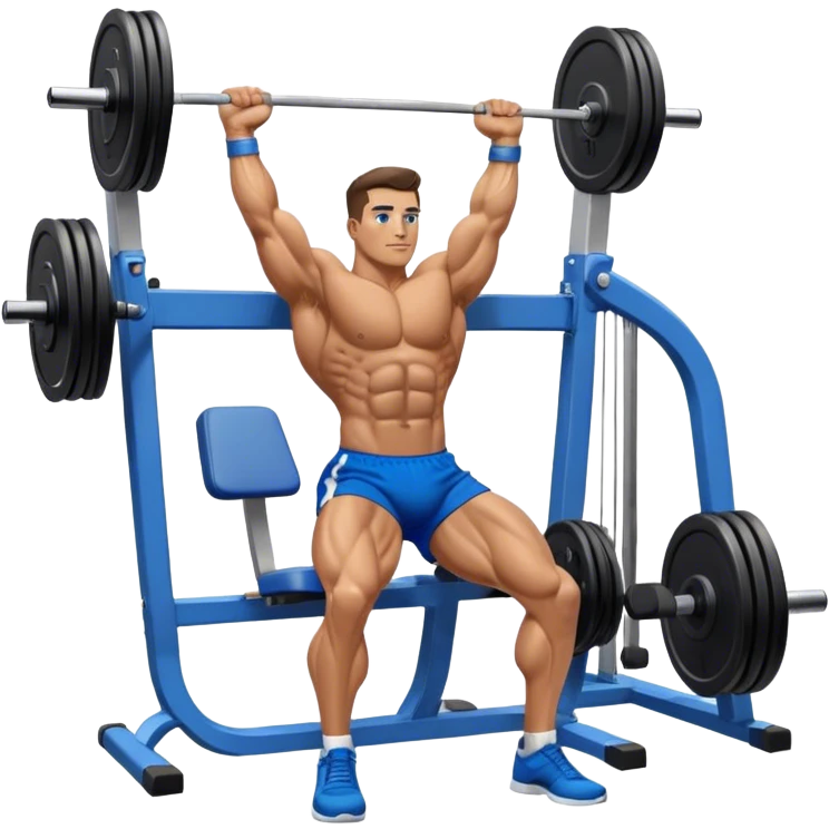 bodybuilder blue shorts leg-side-raise-cable-machine exercise emoji