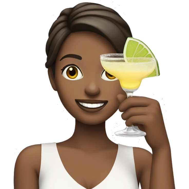 Pale brunette holding margarita smiling  emoji