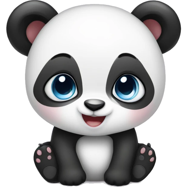 Female blue eyed baby panda in love emoji