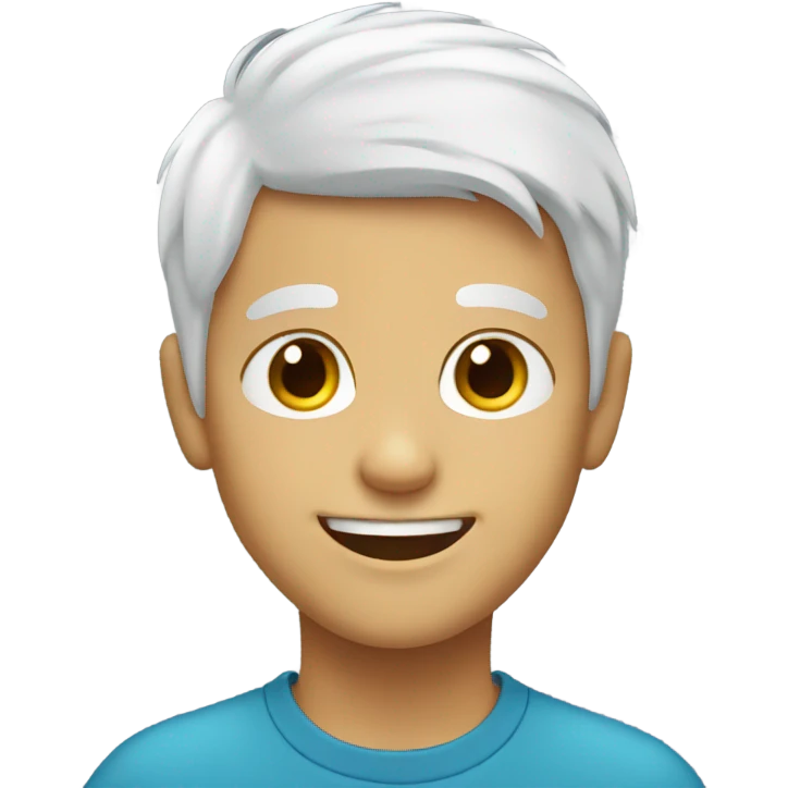 smiling boy with white hair emoji