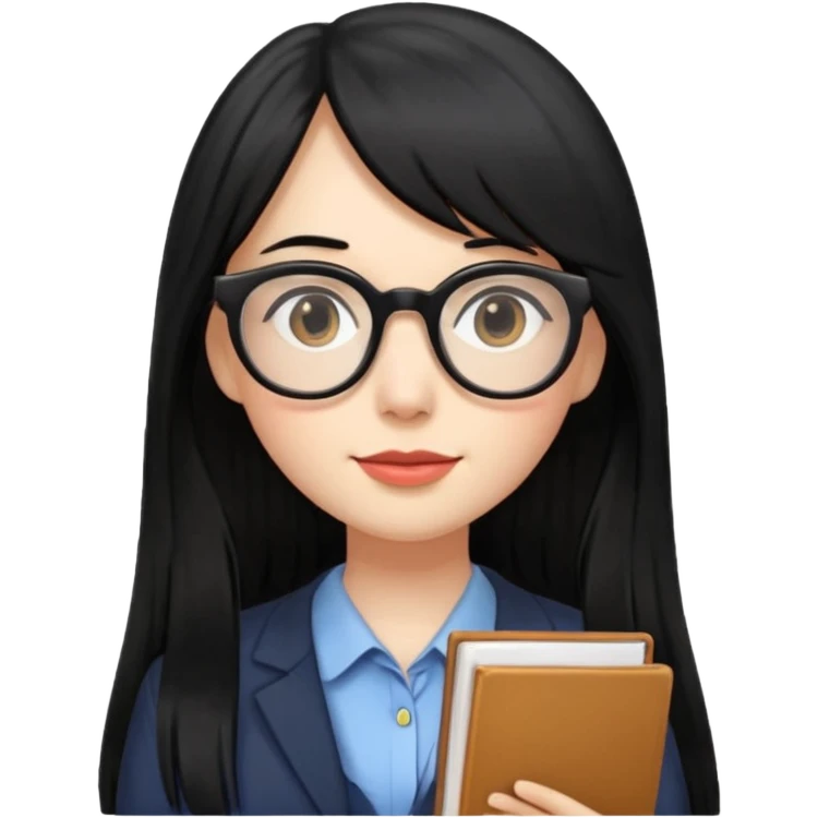 lecture girl with fringe long black color hair emoji