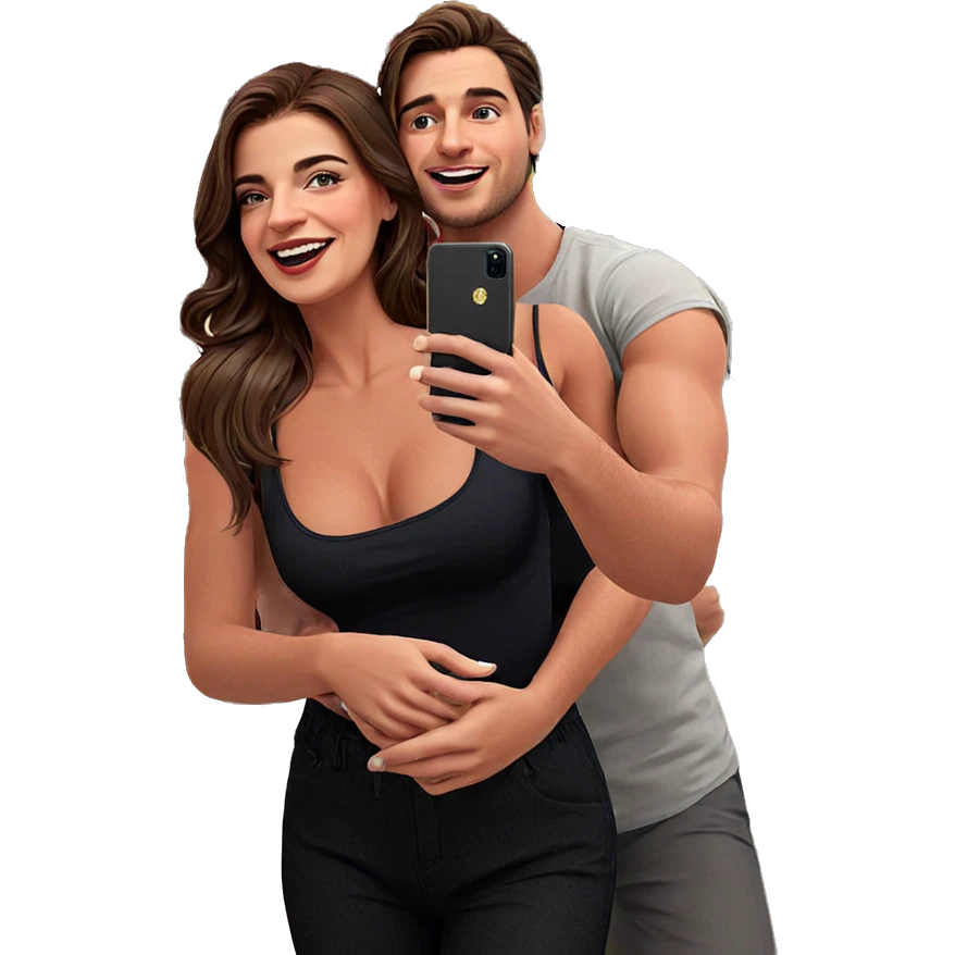 couple selfie on a bed emoji