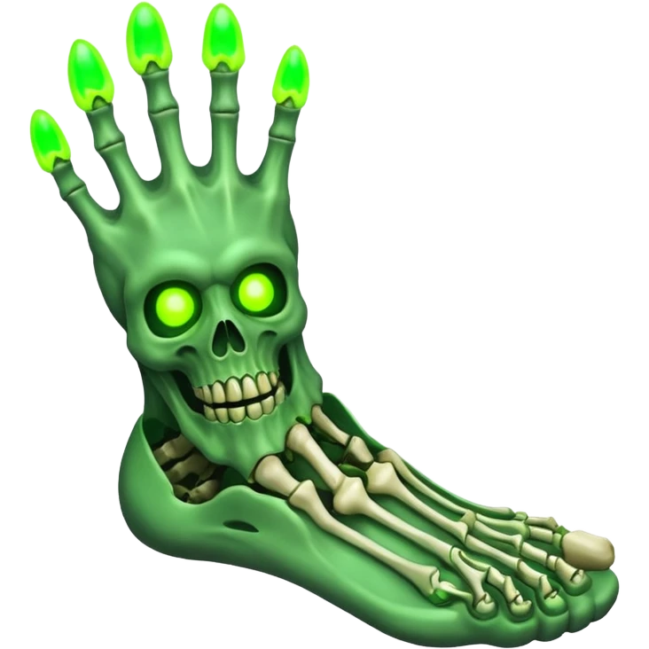 radioactive foot with evil face emoji