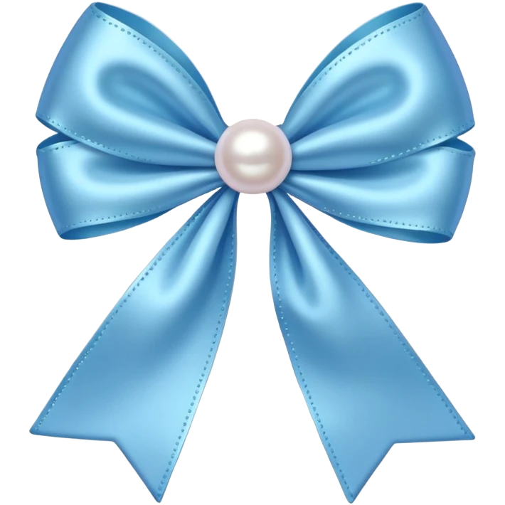 Soft blue bow with hanging pearl  emoji
