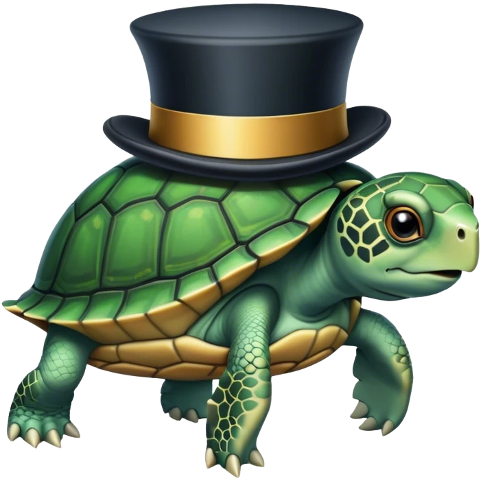 Turtle with an inverted top hat  emoji