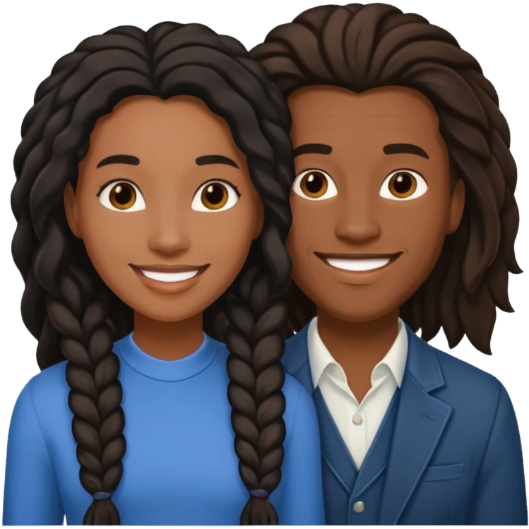 Black lesbian couple with one masculine and one feminine with long hair  emoji