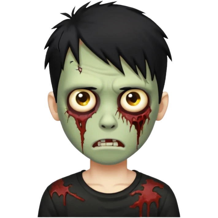 boy zombie with black hair emo black tshirt emoji