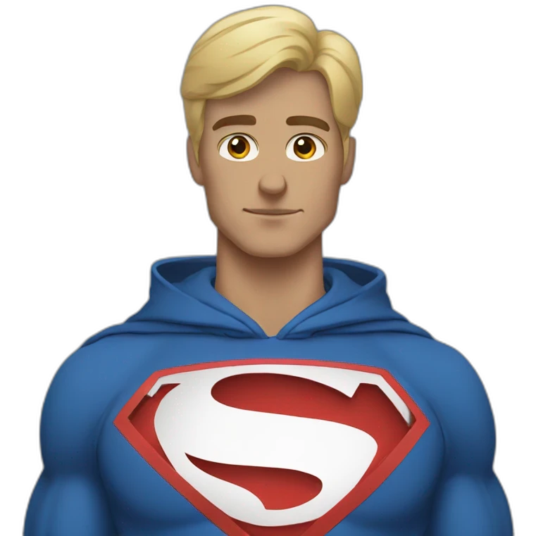superman with oversize hoodie emoji