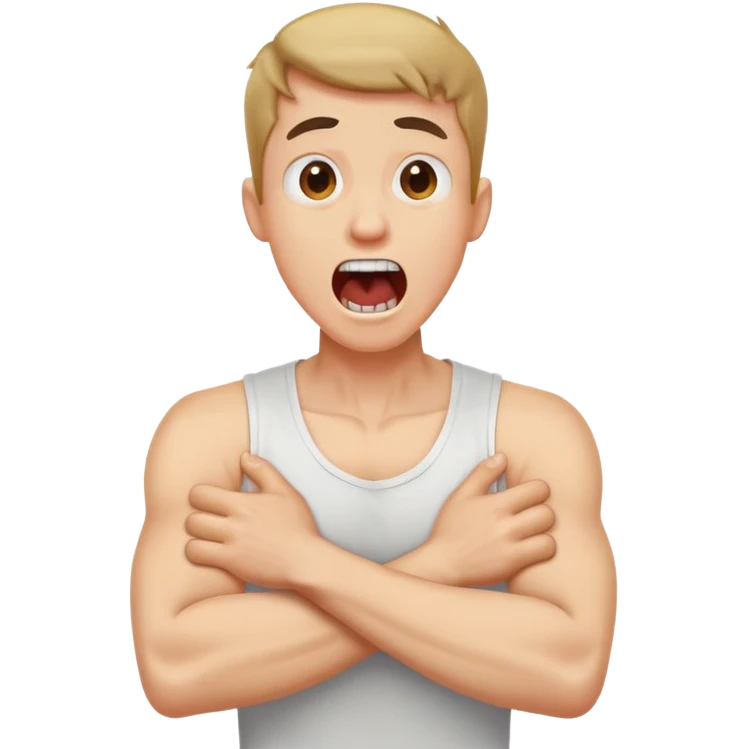 arms crossed holding neck screaming guy emoji