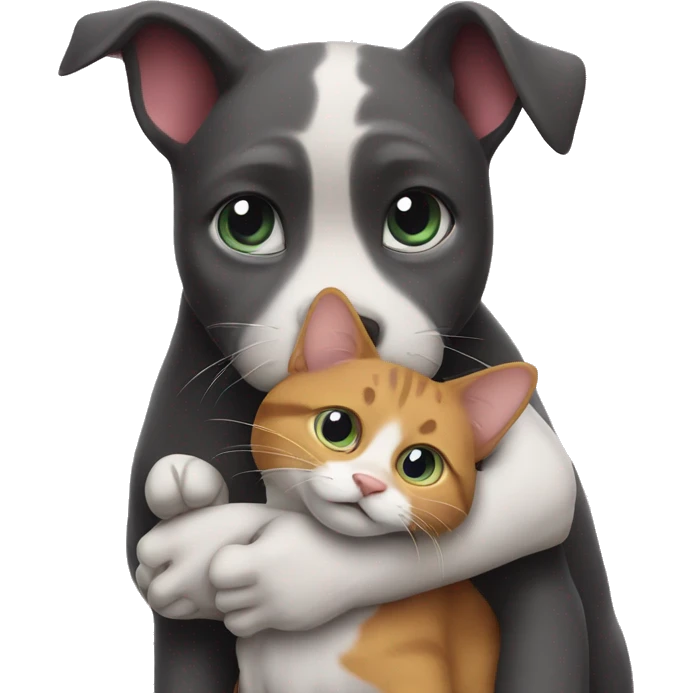 Cat&dog hugs emoji