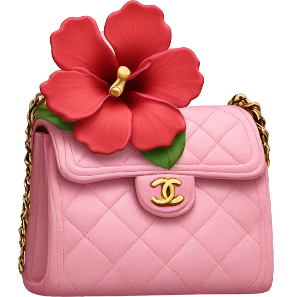 Chanel purse with hibiscus flower emoji