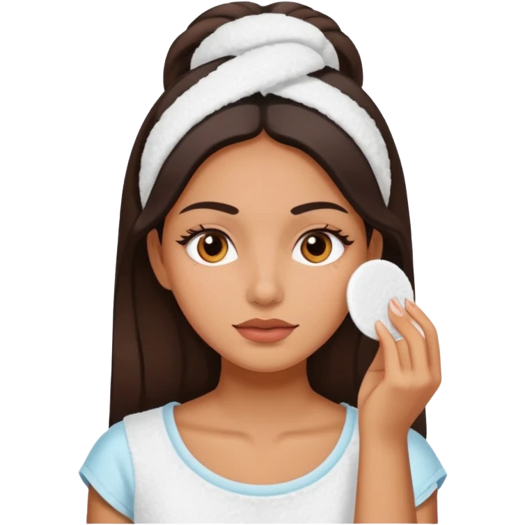 latin girl using a cotton pad to remove makeup emoji