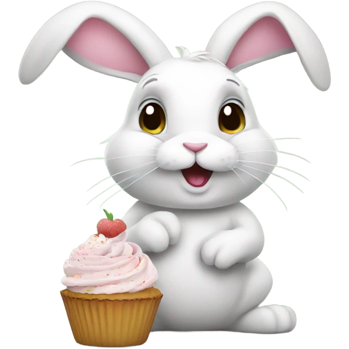 Rabbit with cupcake emoji