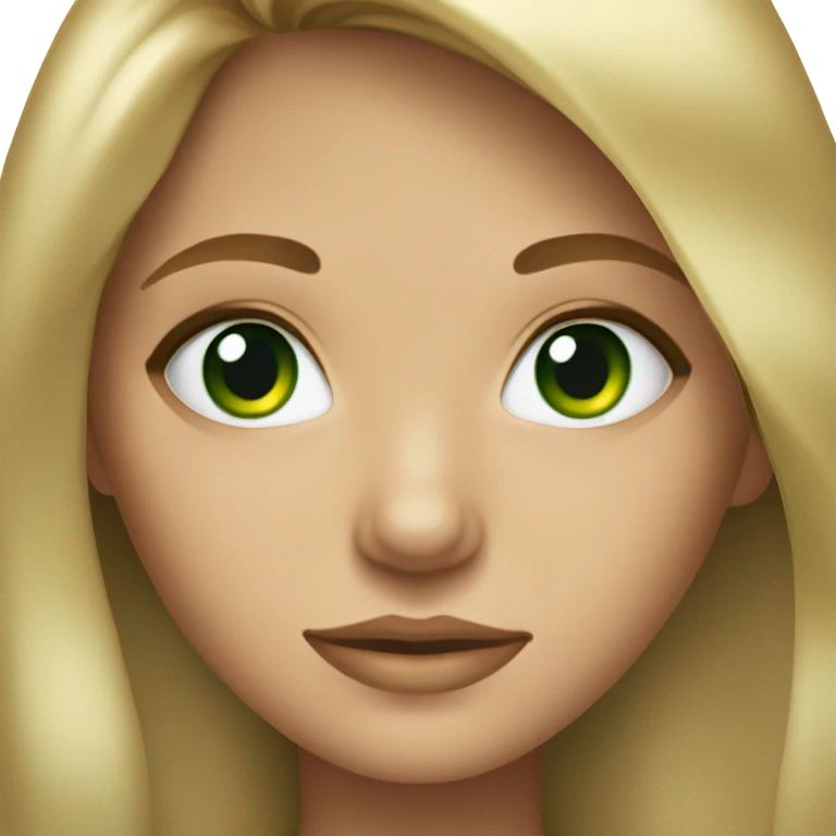 Dark blonde girl with green eyes. emoji