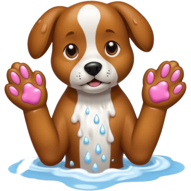 A dog washing its hands ￼ emoji
