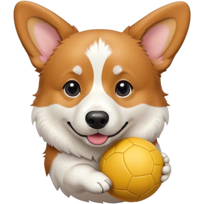 Tri colored corgi with a ball emoji