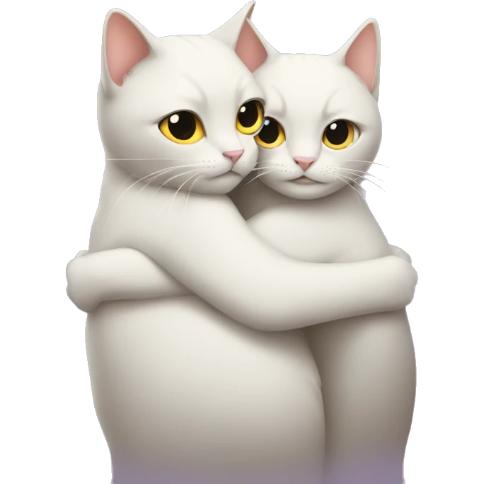 Two cats hugging each other emoji