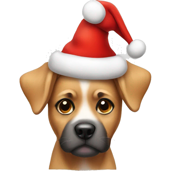 Cute dog wearing christmas hat emoji