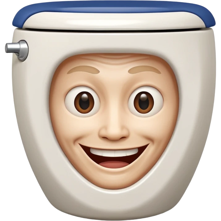 a human head, often with a distorted, grinning expression, emerging from a white, black, or gray toilet bowl emoji