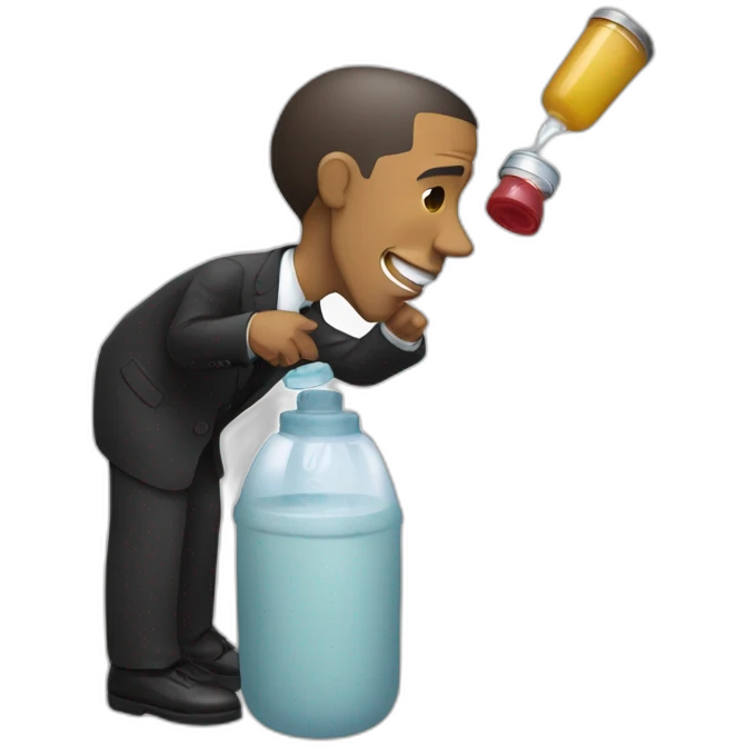 obama taking from the feeding bottle emoji