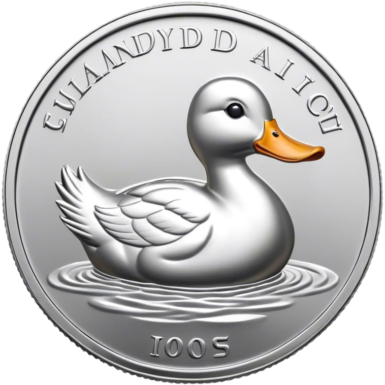 silver coin with a duck on it, the entire coin and duck are silver emoji