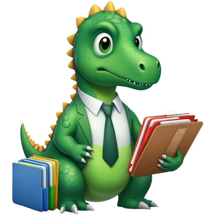 sad office dinosaur holding folders emoji