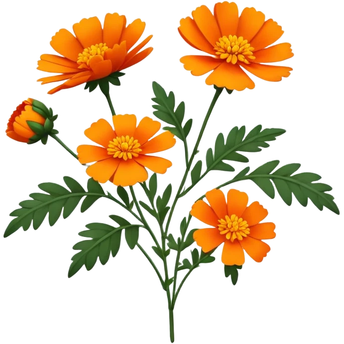 cempasúchil flower, Mexican marigold, bright orange with layered petals emoji