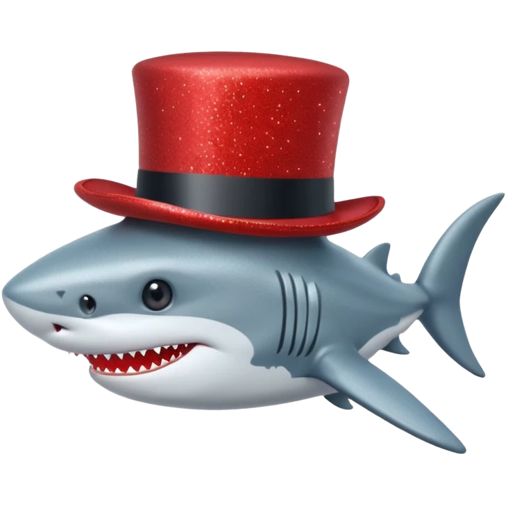 red glitter top hat shark emoji